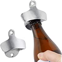 Relaxdays Abrebotellas de pared- Set- 2 Uds.- Destapador de botellas- Menaje de gastronomía- Galvanizado- Plateado